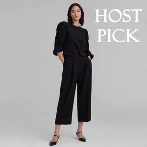 NWT Club Monaco black shirred puff sleeve blouse top, M